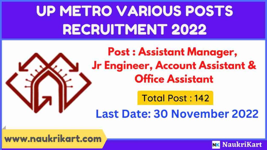 UP Metro Various Posts Recruitment 2022