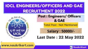 IOCL EngineersOfficers and GAE Recruitment 2022