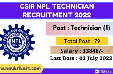 CSIR NPL Technician Recruitment 2022