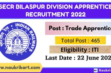 SECR Bilaspur Division Apprentice Recruitment 2022