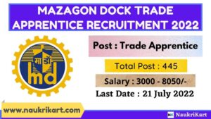 Mazagon Dock Trade Apprentice Recruitment 2022