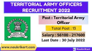 Territorial Army Officers Recruitment 2022