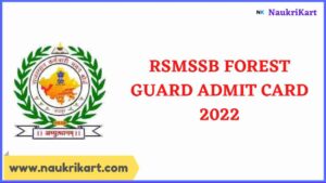 RSMSSB Forest Guard Admit Card 2022