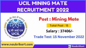 UCIL Mining Mate Recruitment 2022