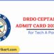 DRDO CEPTAM 10 Admit Card 2022