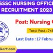 OSSSC Nursing Officer Recruitment 2023